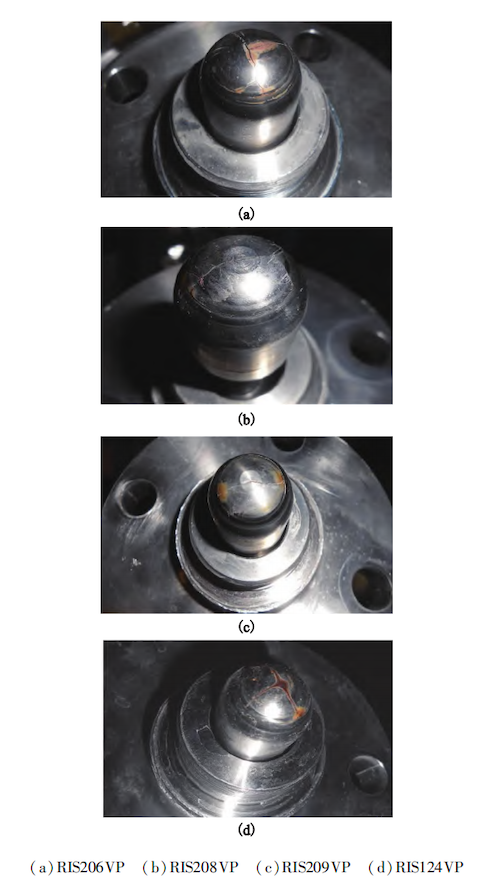 Macroscopic view of cracks on the sealing surfaces of representative valve discs
